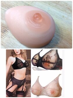 ซิลิโคนสำหรับคนผ่าตัดมะเร็งเต้านม ทรงหยดน้ำขนาด 200 กรัม กว้าง 10cm ยาว 14cm สูง 6cm ราคาข้างละ 1,200 บาท