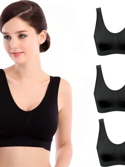 สปอร์ตบราสวมสบาย เก็บกระชับหน้าอกและเนื้อด้านข้างได้ดี ใส่สบาย มีฟองน้ำเสริม 1 แพคมี 3 ตัว S,M,L,XL,XXL โปรโมชั่น แพคละ 590 รับ 2 แพค 1000 ส่งฟรี
