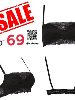 เกาะอกลูกไม้ สายเดี่ยว ถอดสายได้ตะขอหลัง สีดำ อก 32 ดำ