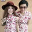 ชุดคู่รักลายดอกโทนสีชมพูอมแดง
