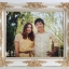 กรอบหลุยส์ไม้แท้ ขนาด 16x20 นิ้ว สีขาวปัดทอง รวมอัดเคลือบภาพ