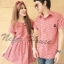 เสื้อคู่รักสีแดงสลับสีขาวสีสวยใส่แล้วดูสดใสมากค่ะ