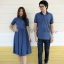 ชุดคู่ผ้ายืดเสื้อโปโลชายมาคู่กับเดรสผู้หญิงคอจีน (คอเต่า)