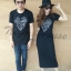 เสื้อคู่รัก เสื้อคู่ผ้ายืดสีดำสกรีนอักษรรูปหัวใจ