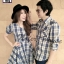 ชุดคู่รักพร้อมส่ง รุ่นขายดีอีกรุ่น แบบสวยๆลายสก๊อตน้ำเงิน +ครีม