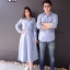 เสื้อเชิ้ตคู่ลายสก็อต โทนสีฟ้า
