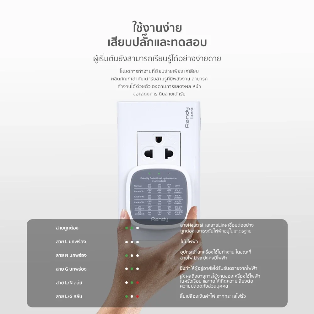 มหาชะนี EASY CHECK Lite - เครื่องเช็คสถานะเต้ารับไฟฟ้าแบบง่าย เวอร์ชั่น Lite มหาชะนี EASY CHECK Lite - เครื่องเช็คสถานะเต้ารับไฟฟ้าแบบง่าย เวอร์ชั่น Lite