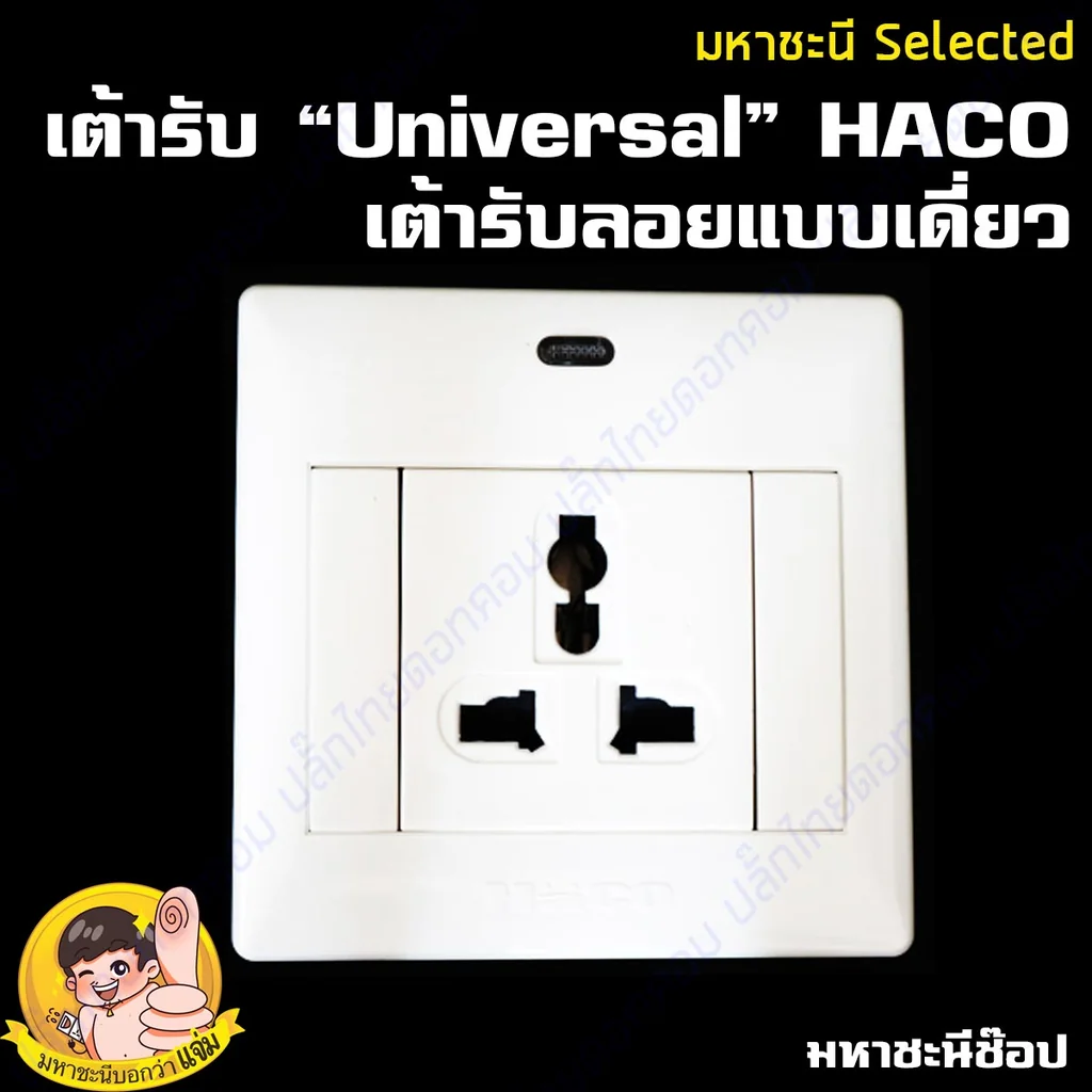 เต้ารับบ๊อกซ์ลอยสำหรับปลั๊กทั่วโลก "UNIVERSAL" ยี่ห้อ HACO แบบเดี่ยว เต้ารับบ๊อกซ์ลอยสำหรับปลั๊กทั่วโลก "UNIVERSAL" ยี่ห้อ HACO แบบเดี่ยว