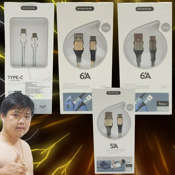 SENDEM สาย TYPE-C (A to C) (C to C) ยาว 1m,2m ราคาประหยัด รับประกัน 1 ปี #รองรับชาร์จด่วนHuawei image 1