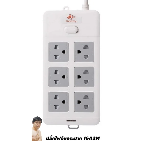 ปลั๊กไฟ Randy 1616-3M 6 ช่อง สวิตช์เดี่ยว 16A 3 เมตร image 1
