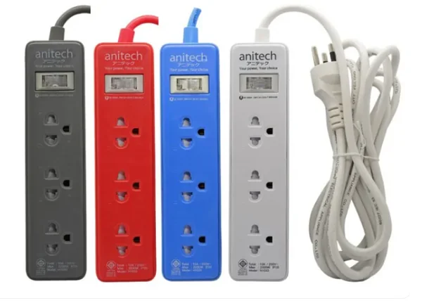 ปลั๊กไฟ Anitech H1033 TIS Color 3 ช่อง 1 สวิตช์ 3x0.75 sq.mm. 10A (2200W) image 1 ปลั๊กไฟ Anitech H1033 TIS Color 3 ช่อง 1 สวิตช์ 3x0.75 sq.mm. 10A (2200W) image 1