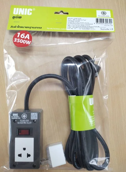 ปลั๊กไฟ UNIC มอก. 1 ช่อง 1 สวิตช์ 16A (2432-2555) 3M|5M image 2