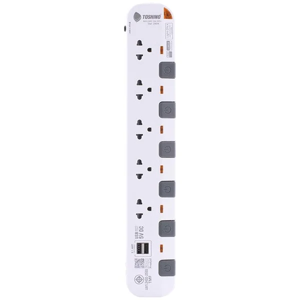 ปลั๊กไฟ Toshino กันไฟกระชาก P5375USB-5M 5 ช่อง สวิตช์แยก 10A 5 เมตร USB By มหาชะนี image 3