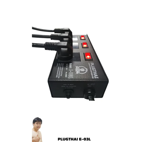 PLUGTHAI E-03L ปลั๊กไฟ กันกระชาก All Mode 3 ช่อง เต้ารับสวิตช์แยก 3M/5M image 1