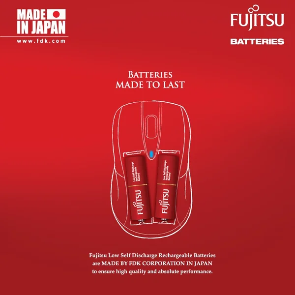 Fujitsu HR-3UTLA Made in Japan เหมาะกับการใส่เม้าส์ ความจุไฟ 950 mAh ชาร์จเข้าได้ 5000 Cycles image 2