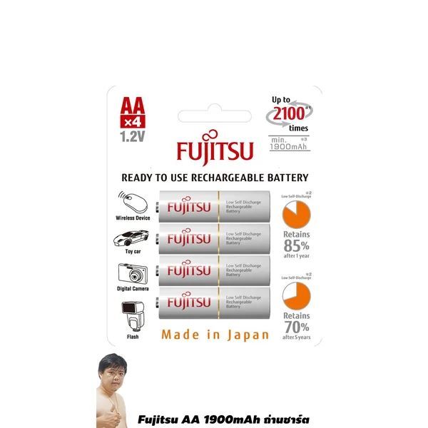 Fujitsu HR-3UTCEX Made in Japan ถ่านชาร์ต AA ความจุไฟ 1900mAh ชาร์จเข้าได้ 2100 Cycles image 1