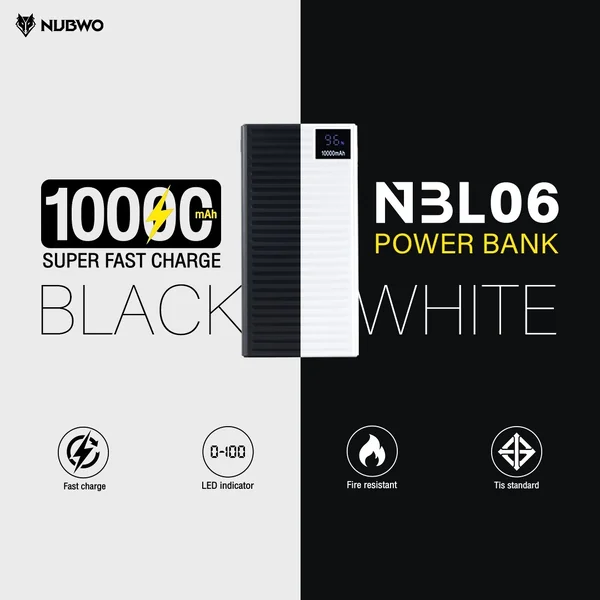 PowerBank ชาร์จด่วน PD+QC 22.5W 10000mAh NBL06 NUBWO image 2 PowerBank ชาร์จด่วน PD+QC 22.5W 10000mAh NBL06 NUBWO image 2
