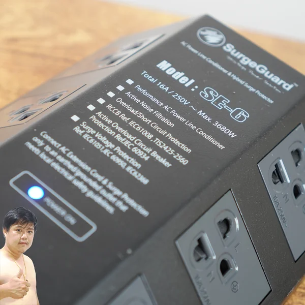 SurgeGuard SE-6 เครื่องกรองกระแสไฟฟ้า ชนิดตัดไฟรั่วอัตโนมัติ (Hybrid Surge Protector) 6 ช่อง image 6